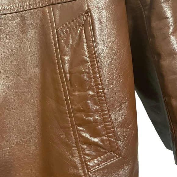 Victoria Leather Vintage 70s 80s Leather Winter Coat Shearling Lined Size 40 (M) - Picture 10 of 14